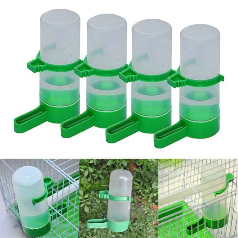 4pcs Bird Feeder Plastic Food Water Feeding Automatic Drinker Parrot Pet Parrot Drinking Cup Bowls Bird Supplies Accessories M/L