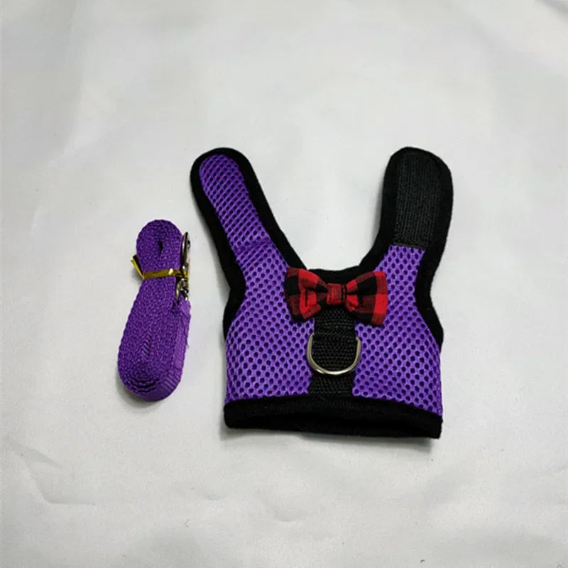 Pet Rabbit Hamster Mesh Soft Adjustable Harness Leash Ferret Guinea Pig Small Animal Walk Lead Bunny Pigs Chinchillas Necklace