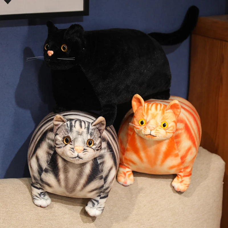 30/50cm Chubby Fat Cat Plushie Toy 3D Simulation Little Head Big Body Animal Doll Huggable Pillow Home Decoration