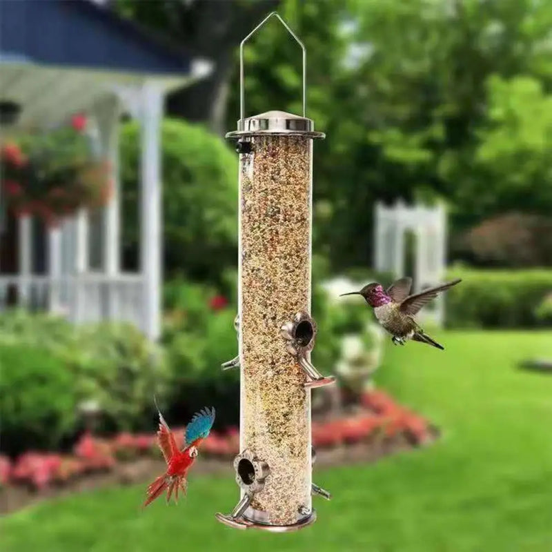 Pet Supplies Metal Bird Feeder Automatic Transparent Bird Food Dispenser Waterproof Large Capacity Bird Feeding Bowl Outdoor
