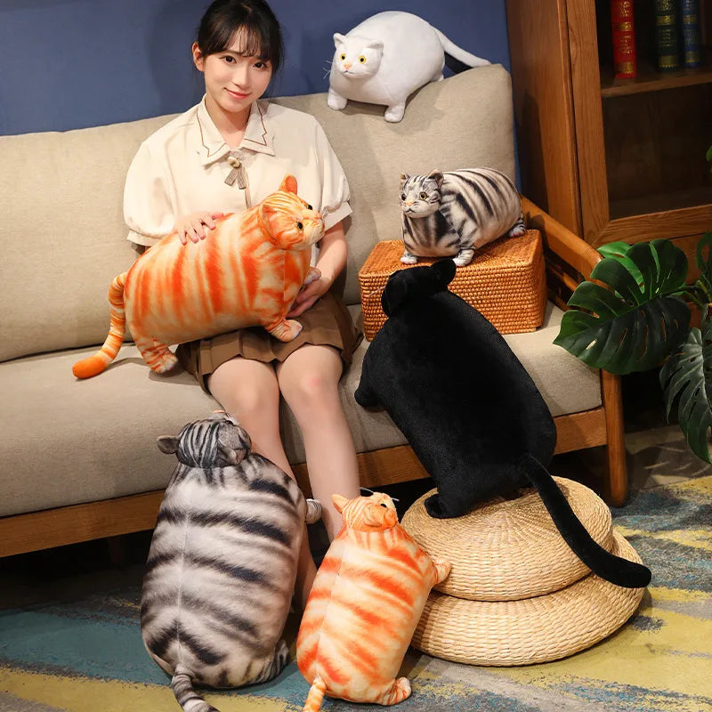 30/50cm Chubby Fat Cat Plushie Toy 3D Simulation Little Head Big Body Animal Doll Huggable Pillow Home Decoration