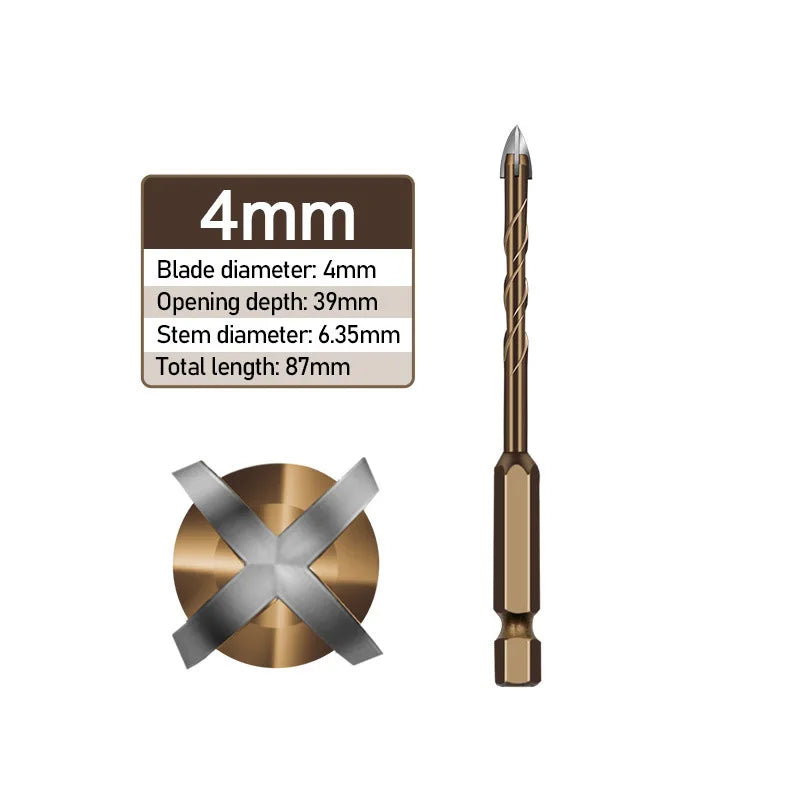Masonry Concrete Drill Bits For Glass Ceramic Tile Brick Plastic Wood Mason Hard Alloy Wall Hole Opener Hex Shank 3mm To 12mm