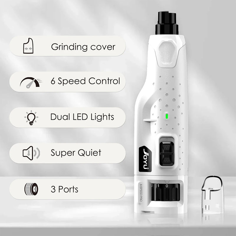 Dog Nail Grinder Dustproof with 2 LED Light - Super Quiet Powerful 6-Speed Nail Trimmer File for Small Medium Large Dogs dog acc
