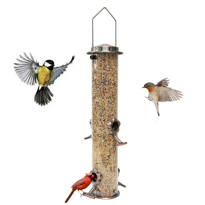 Pet Supplies Metal Bird Feeder Automatic Transparent Bird Food Dispenser Waterproof Large Capacity Bird Feeding Bowl Outdoor