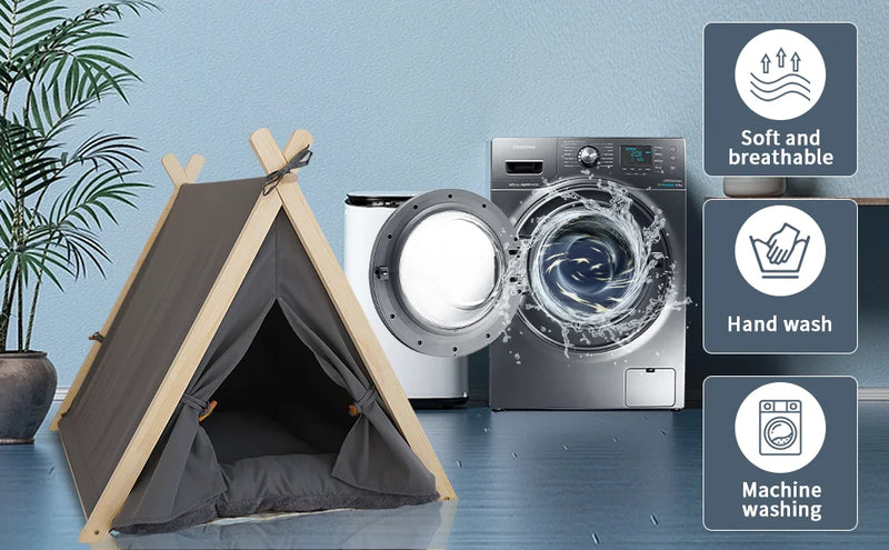 Pet Tent House Foldable and Removable Portable Comfortable and Breathable Cat House Stable Dog House with Thick Pad Pet Supplies