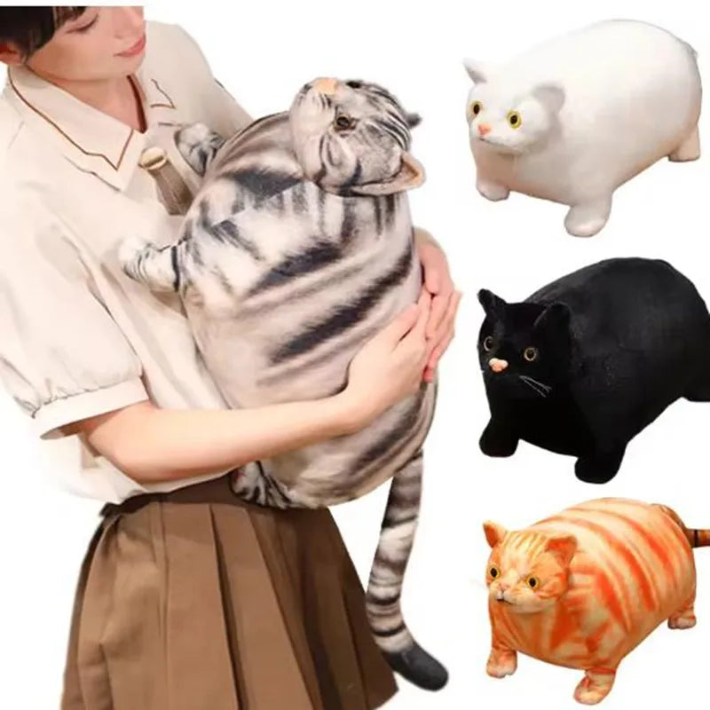 30/50cm Chubby Fat Cat Plushie Toy 3D Simulation Little Head Big Body Animal Doll Huggable Pillow Home Decoration