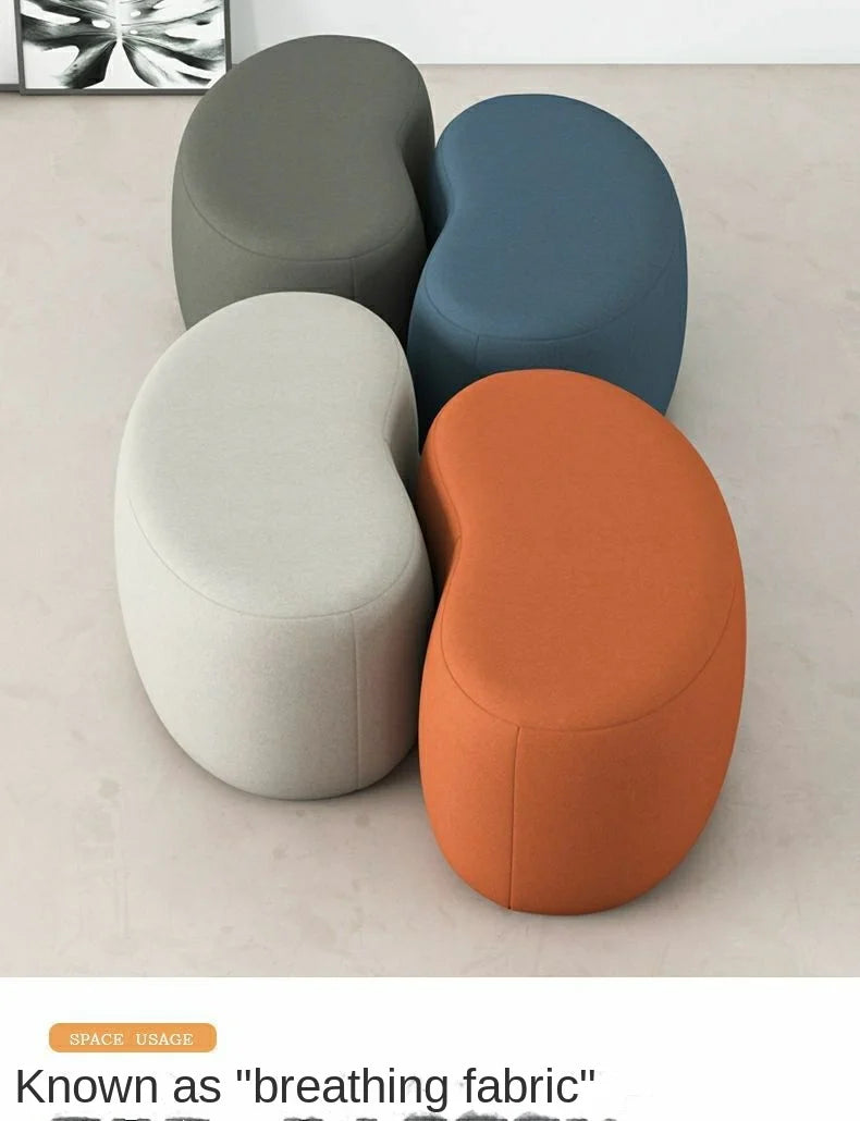 Fashion Curved Seat Cushion Ottoman Dressing Makeup Shoe Stool Pouf Soft Fleece Bench Adutls Baby Kids Gift Home Decor Furniture