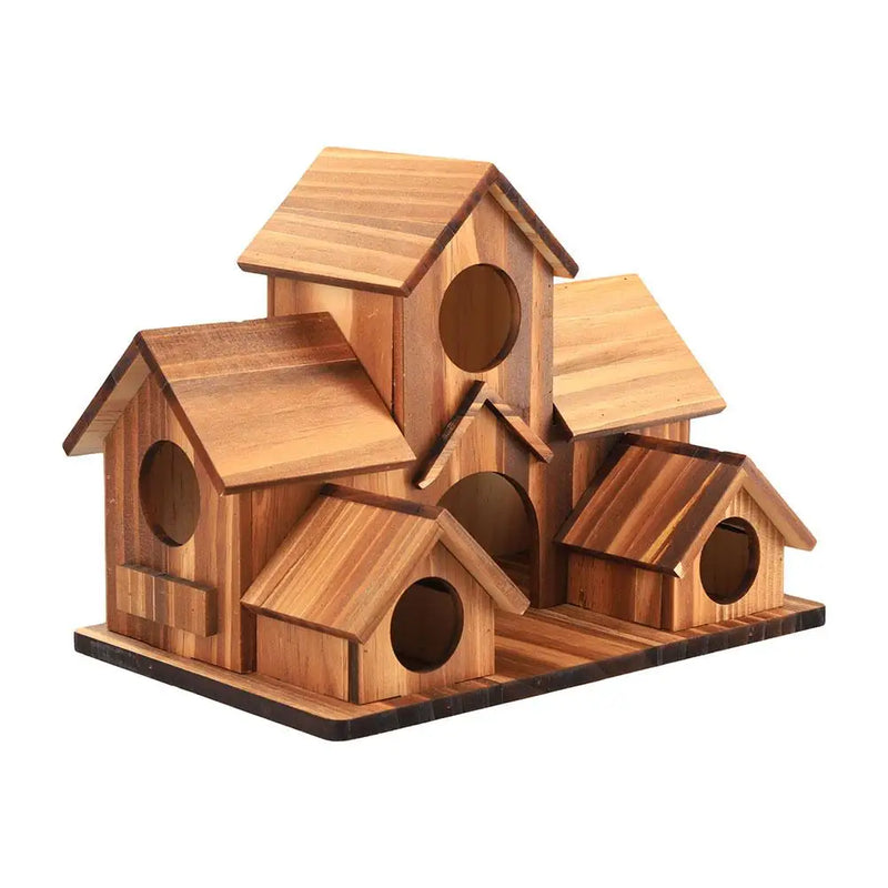 Bird House Room Wood Families Bluebird Finch Hanging Birdhouse For Garden Waterproof And Wear-resistant Pet Supplies