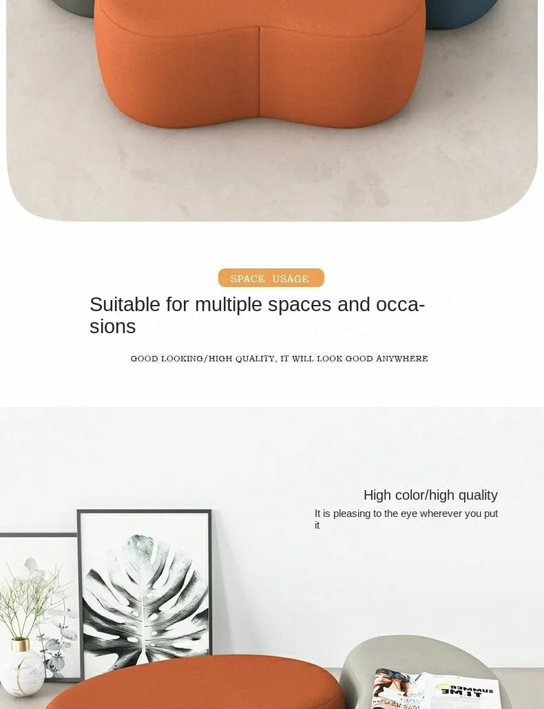 Fashion Curved Seat Cushion Ottoman Dressing Makeup Shoe Stool Pouf Soft Fleece Bench Adutls Baby Kids Gift Home Decor Furniture