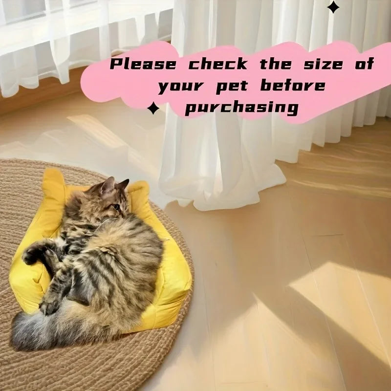 1pc Cat Sofa Bed with Adorable Cartoon Design, Detachable & Washable Reusable Pet Furniture, - for Indoor Cats Up To 2.72 KG