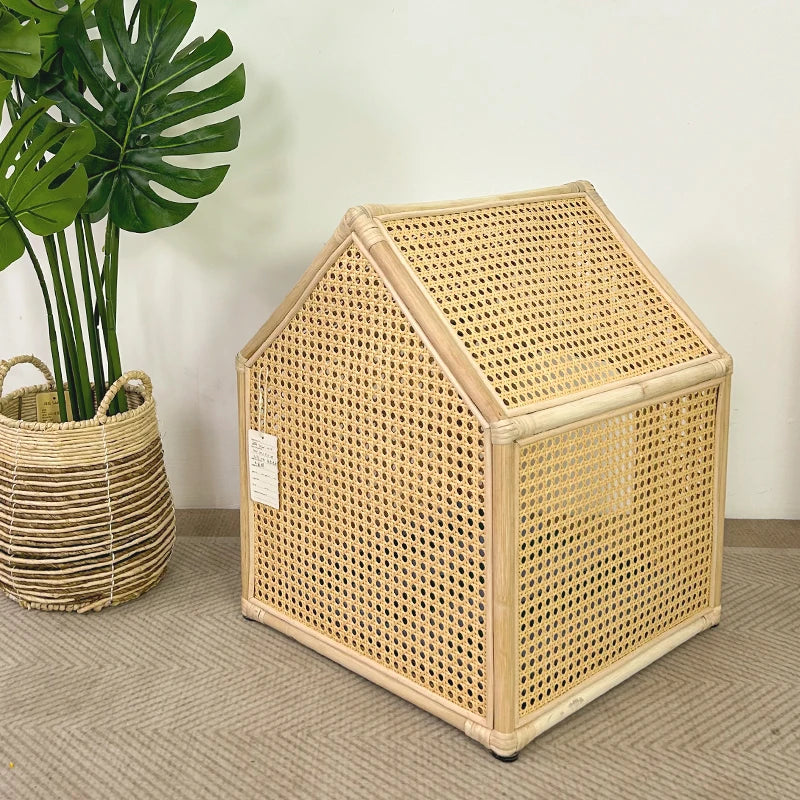 YXT Dog House/Dog Bed/Cat House Pet Furniture Eco-friendly Luxury Hand-Woven Rattan  Rattan Pet House Cage Woven Rattan Pet Bed