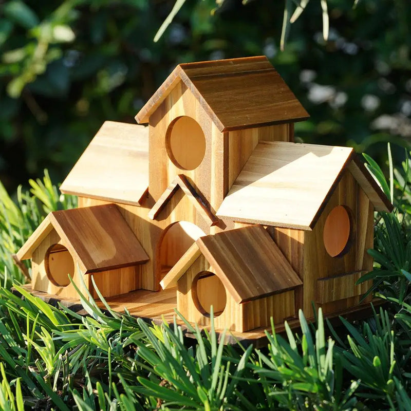 Bird House Room Wood Families Bluebird Finch Hanging Birdhouse For Garden Waterproof And Wear-resistant Pet Supplies