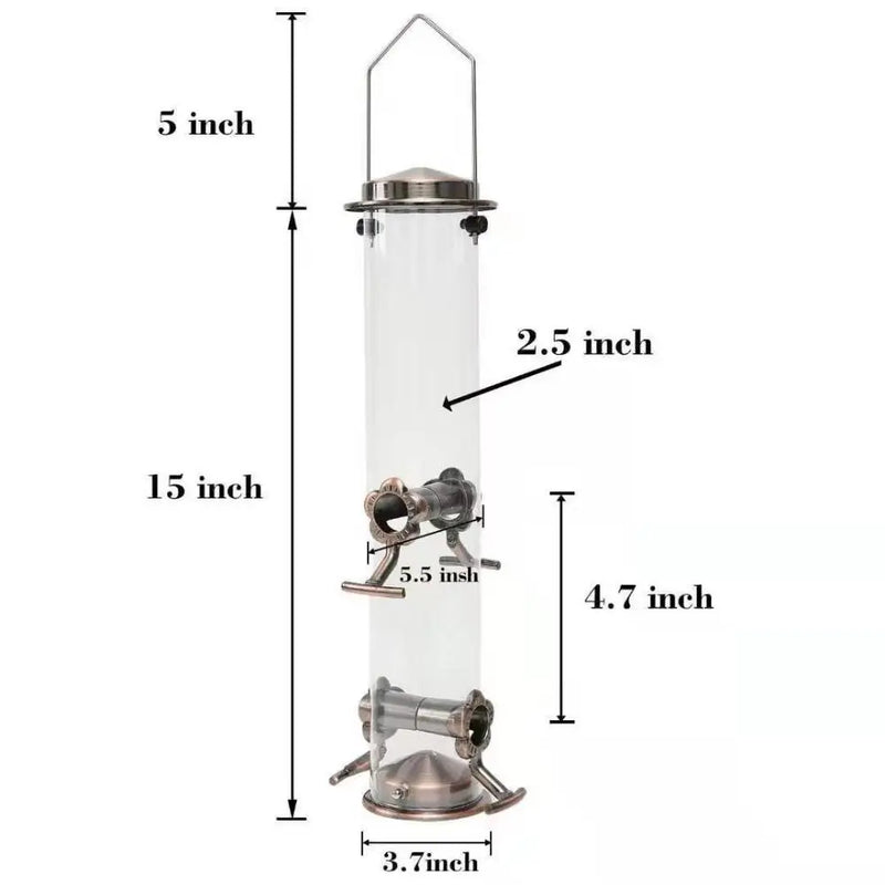 Pet Supplies Metal Bird Feeder Automatic Transparent Bird Food Dispenser Waterproof Large Capacity Bird Feeding Bowl Outdoor