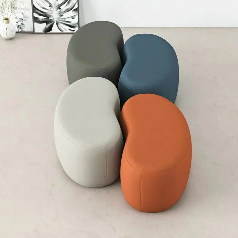 Fashion Curved Seat Cushion Ottoman Dressing Makeup Shoe Stool Pouf Soft Fleece Bench Adutls Baby Kids Gift Home Decor Furniture