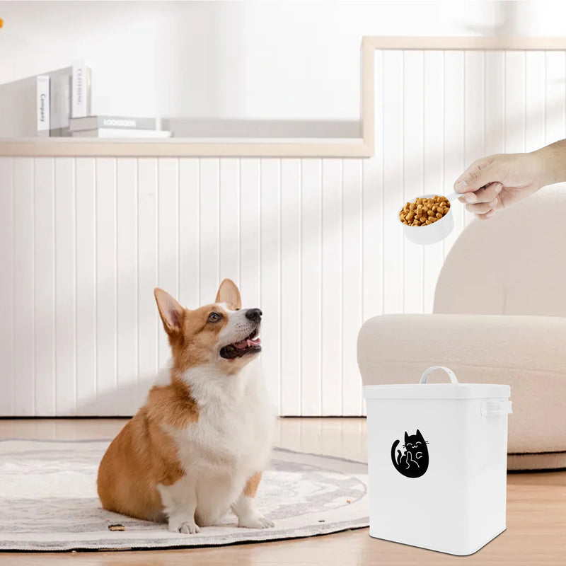 Pet Food Storage Barrel Metal Thickened Cat Food Container with Lid Silicone Gasket 6L Large Capacity Dog Treat Holder Organizer