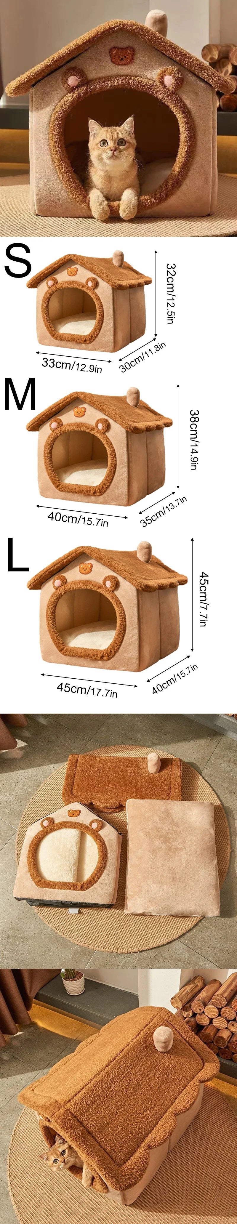 Pet Supplies Bedhouse Foldable Pet House Detachable Washable Cat House Puppy Cave Sofa