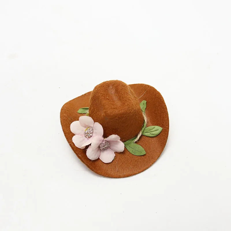 1 pc Cute Hamster Hats Mini Cowboy Hat Mexico Caps for Small Animals Guinea Pig Hamster Bird Cosplay Photo Props Pet Headdress