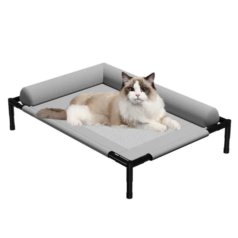Dog Cot Outdoor Dog Bed With Pillow And Breathable Mesh Removable Pet Furniture For Cat Patio Sunbathing Travel Training Home