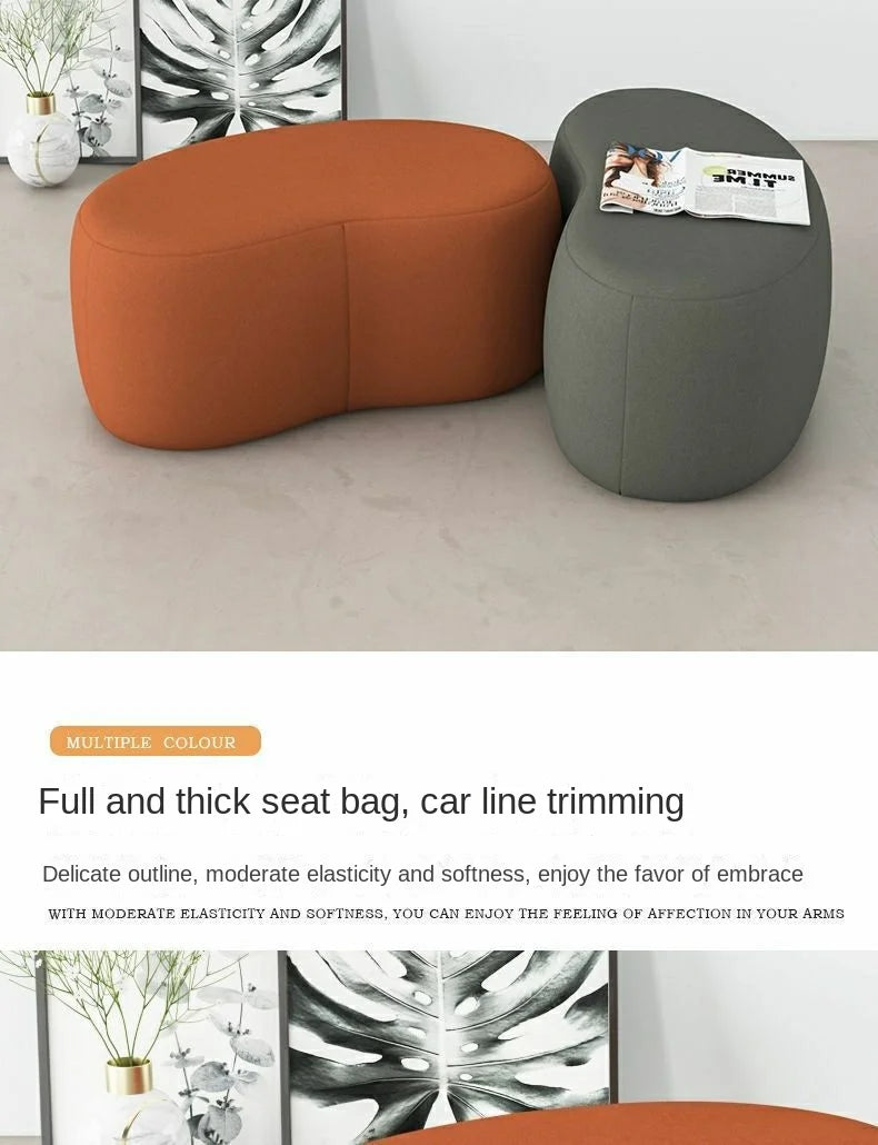 Fashion Curved Seat Cushion Ottoman Dressing Makeup Shoe Stool Pouf Soft Fleece Bench Adutls Baby Kids Gift Home Decor Furniture
