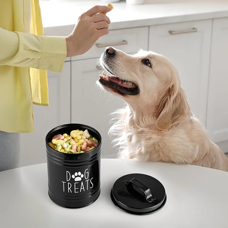 Metal Dog Treat Container Dog Food Storage Container Food Storage Container for Dogs Cats Pet Treat Jar Pet Supplies