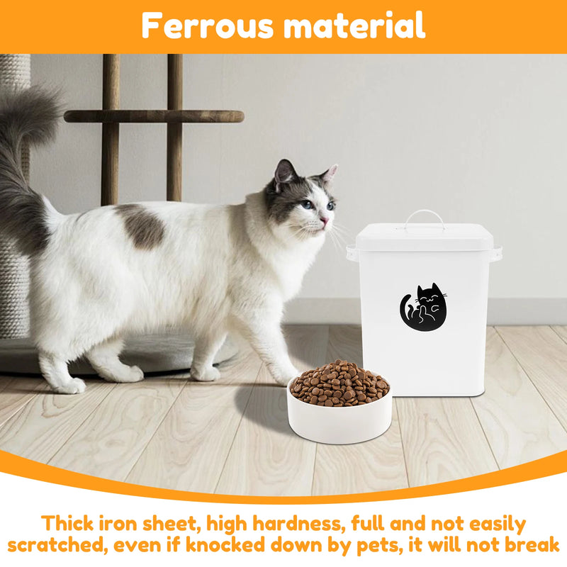 Pet Food Storage Barrel Metal Thickened Cat Food Container with Lid Silicone Gasket 6L Large Capacity Dog Treat Holder Organizer