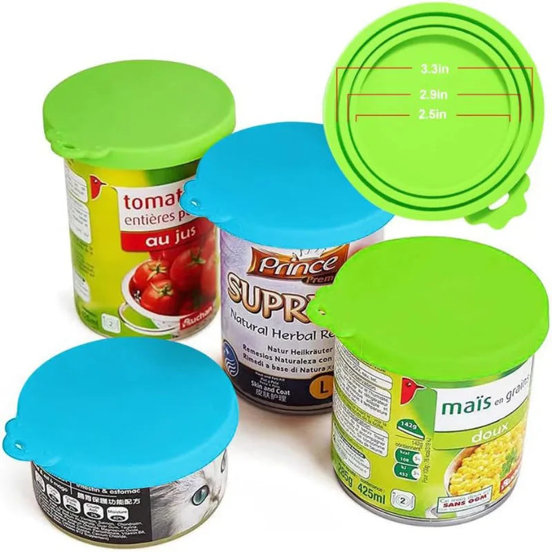 A set Reusable Pet Food Can Cover and Spoon Portable Dogs Cat Storage Tin Cap Lid Seal Cover Health Pet Supplies Pet Lids Can