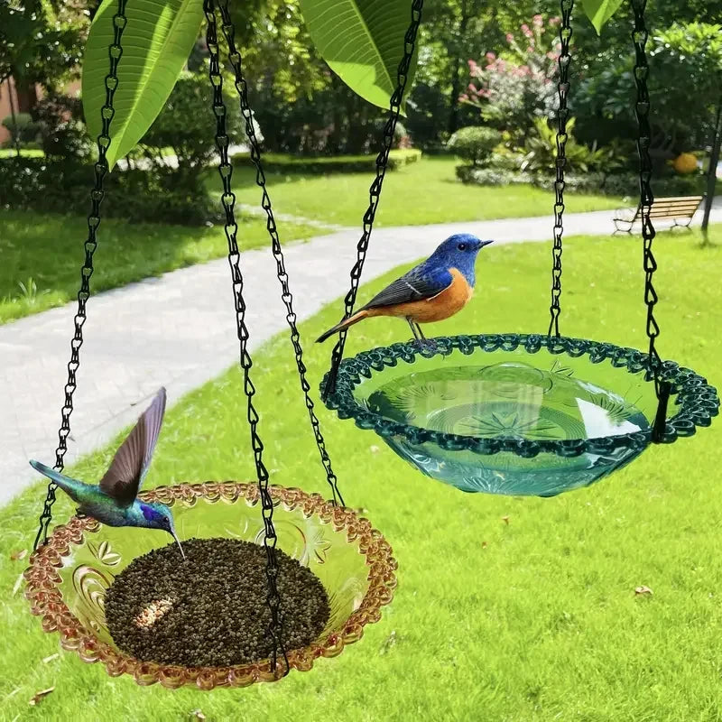 New Bird Flower Shaped Hanging Bird Feeder Birdbath For Garden Outdoor Decor Yard Farm Supplies Hummingbird Feeder Supplies A