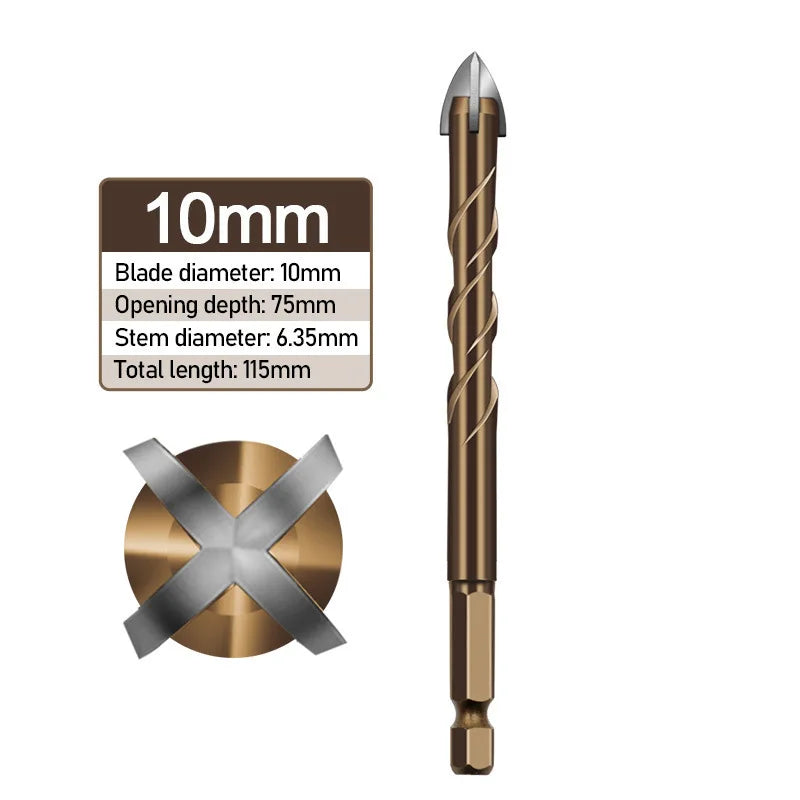 Masonry Concrete Drill Bits For Glass Ceramic Tile Brick Plastic Wood Mason Hard Alloy Wall Hole Opener Hex Shank 3mm To 12mm