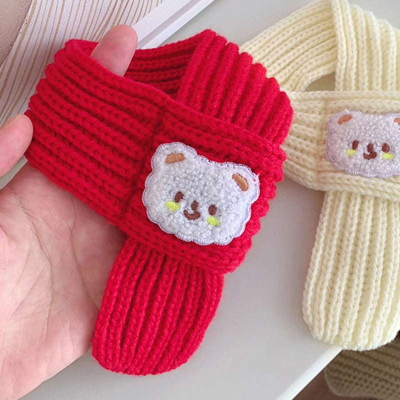 Cartoon Bear Print Cat Dog Scarf Warm Prevent Detachment Pet Neck Scarf for Small Dogs Puppy Kitten New Year's  Christmas Gifts