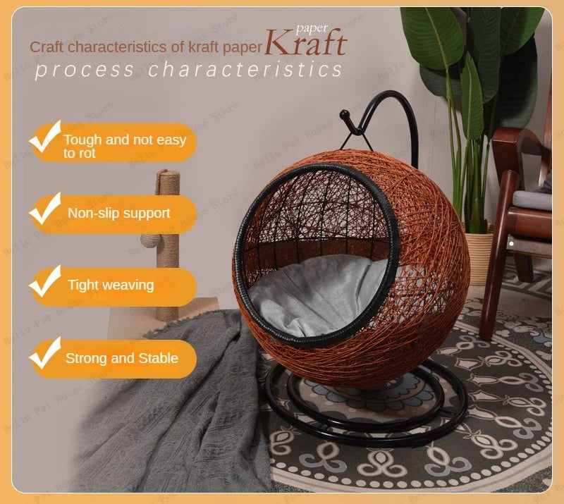 Cat Hanging Basket Hammock Cat Nest Semi-enclosed Pet Furniture Luxury Cat Bed Pet Supplies Pet Toys