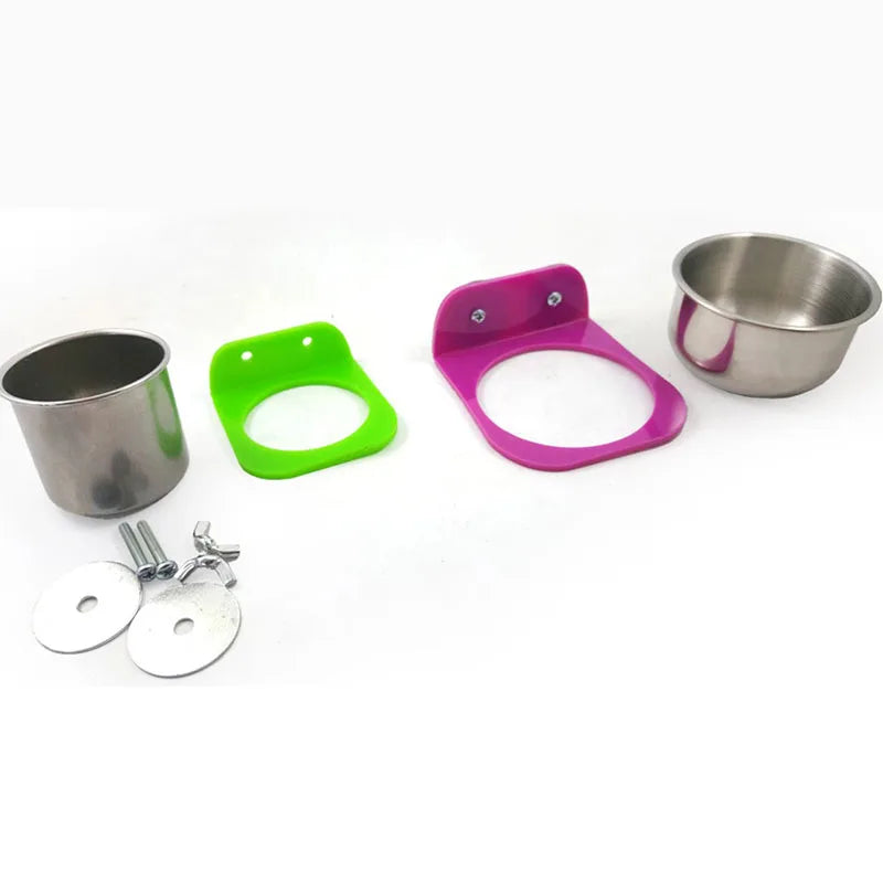 Stainless Steel Bird Water Drinker Feeder Pet Bird Supplies Dispenser Bottle Drinking Cup Bowls For Pet Parrot Cage Small Pets