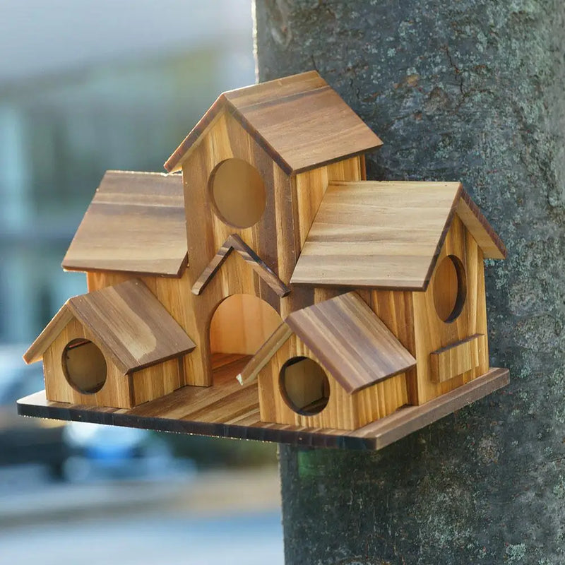Bird House Room Wood Families Bluebird Finch Hanging Birdhouse For Garden Waterproof And Wear-resistant Pet Supplies