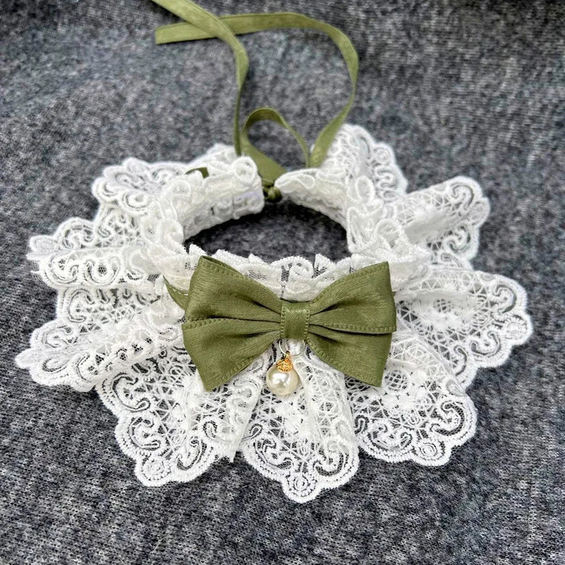 Pet drool towel with printing lace cute cat tie dog tie suitable for large, medium, and small pets going out to catch the eye