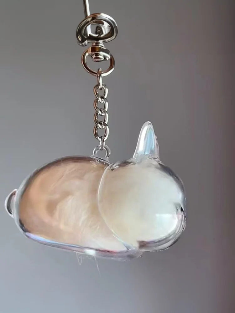 Pet Hair Transparent Rabbit Hair Organizer Pendant Keychain Backpack Souvenirs Storage Capsule Pet Memorial Collection Bag