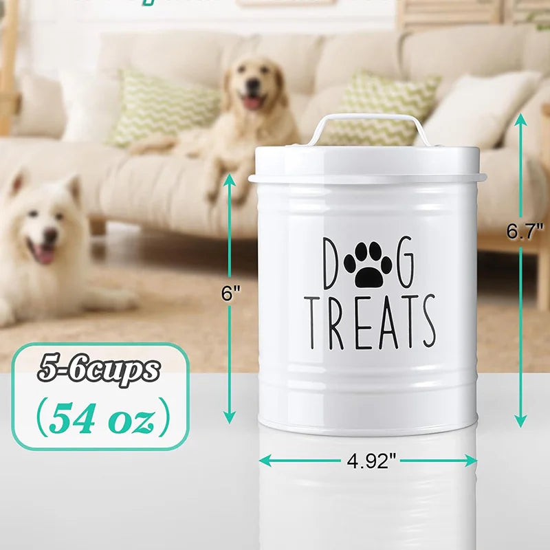 Metal Dog Treat Container Dog Food Storage Container Food Storage Container for Dogs Cats Pet Treat Jar Pet Supplies