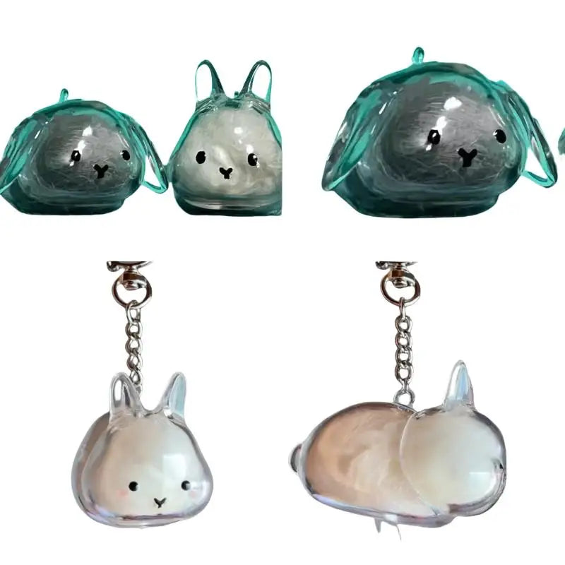 Pet Hair Transparent Rabbit Hair Organizer Pendant Keychain Backpack Souvenirs Storage Capsule Pet Memorial Collection Bag