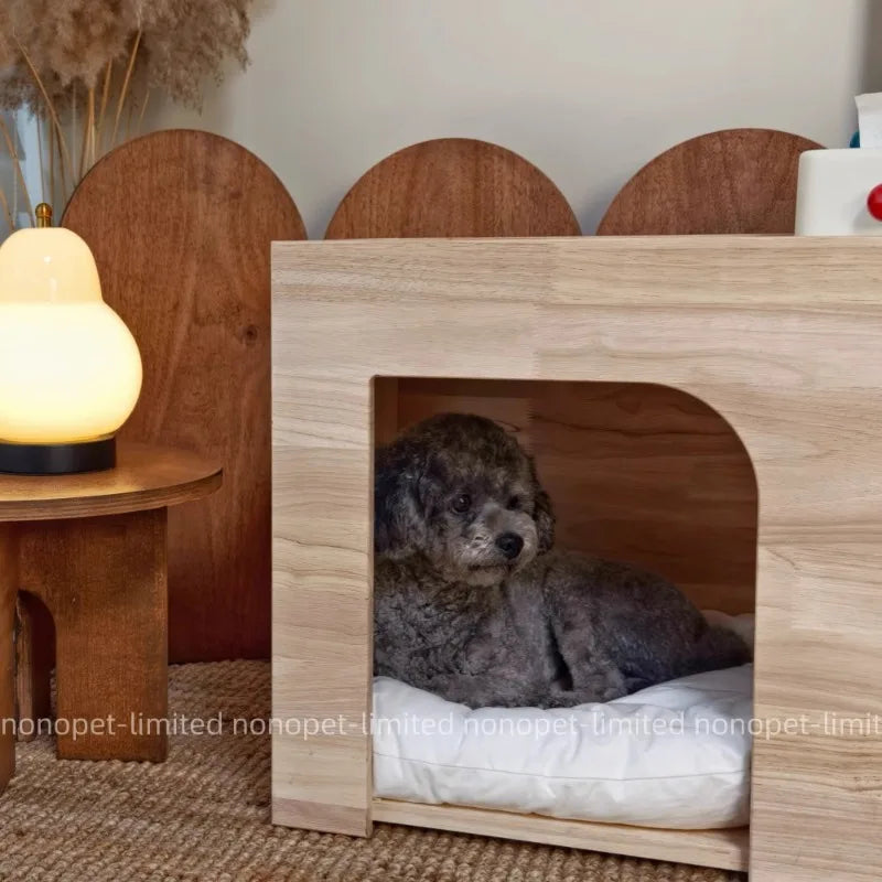 Pet Indoor Nest Durable Wooden Pet Furniture Supplies Lounge House Bed with Cushion Pad Cat Dog Home Decor Products Accessories