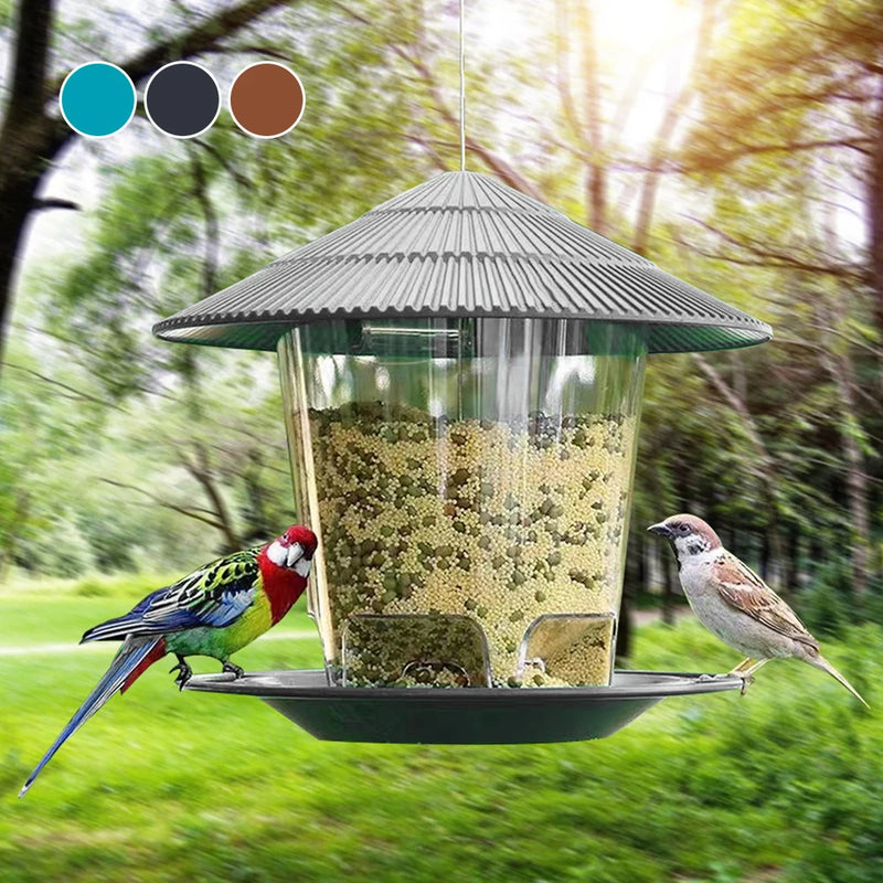 Bird Feeder Automatic Hanging Outdoor Garden Gazebo Wild Bird Feeding Container With Hang Rope House Decor Pet Supplies