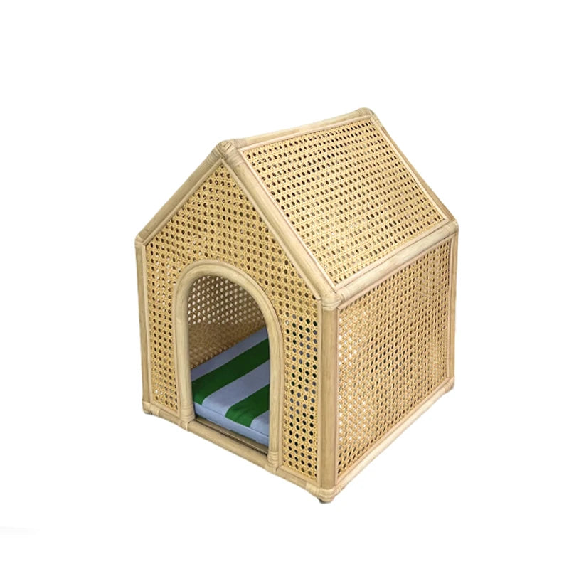 YXT Dog House/Dog Bed/Cat House Pet Furniture Eco-friendly Luxury Hand-Woven Rattan  Rattan Pet House Cage Woven Rattan Pet Bed