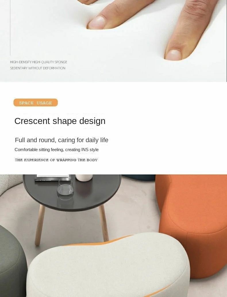 Fashion Curved Seat Cushion Ottoman Dressing Makeup Shoe Stool Pouf Soft Fleece Bench Adutls Baby Kids Gift Home Decor Furniture