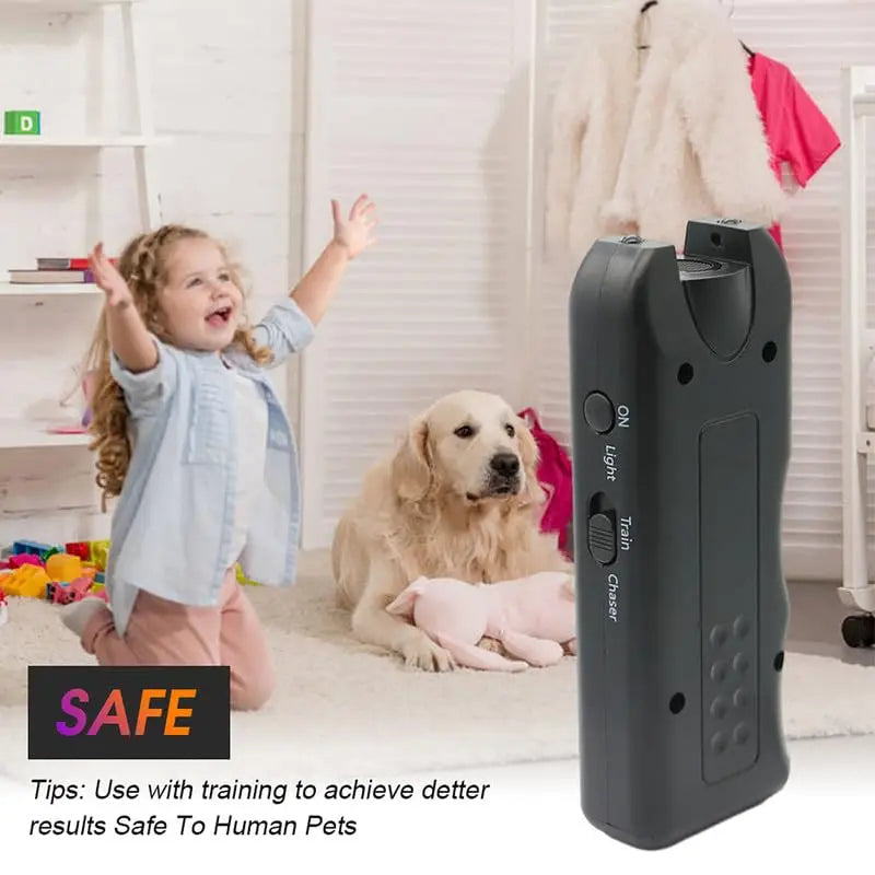 Ultrasonic Dog Repeller Portable Anti-barking Deterrent Handheld 3in1 Dog Training Device Repel Animals Pets Dog Trainer