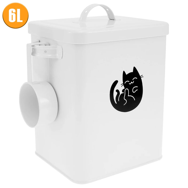 Pet Food Storage Barrel Metal Thickened Cat Food Container with Lid Silicone Gasket 6L Large Capacity Dog Treat Holder Organizer