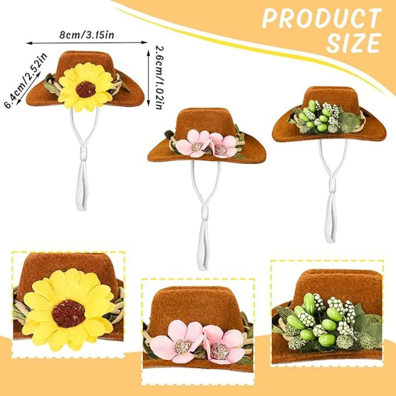 1 pc Cute Hamster Hats Mini Cowboy Hat Mexico Caps for Small Animals Guinea Pig Hamster Bird Cosplay Photo Props Pet Headdress