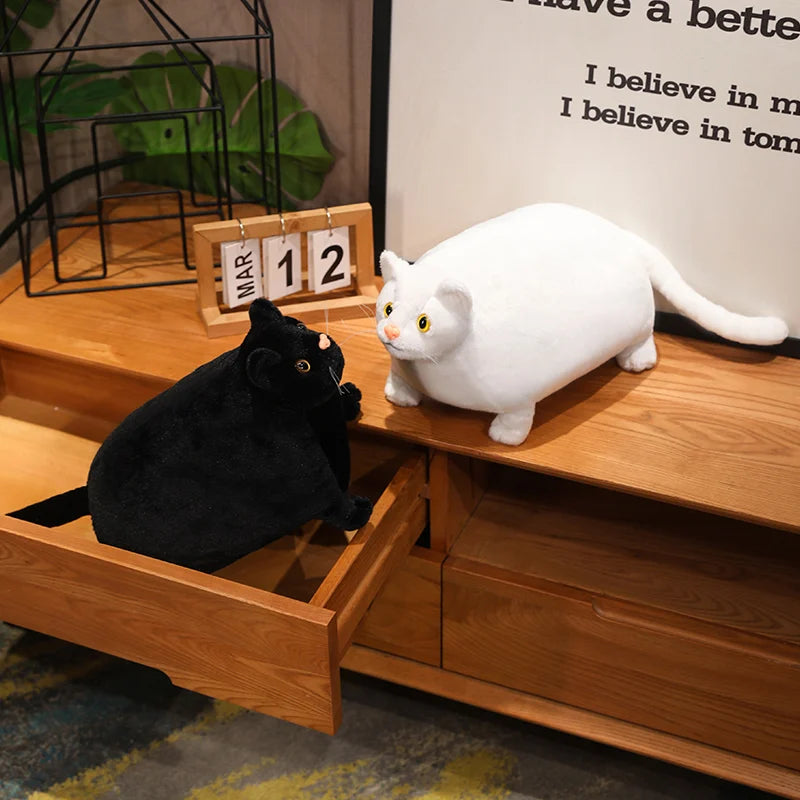 30/50cm Chubby Fat Cat Plushie Toy 3D Simulation Little Head Big Body Animal Doll Huggable Pillow Home Decoration
