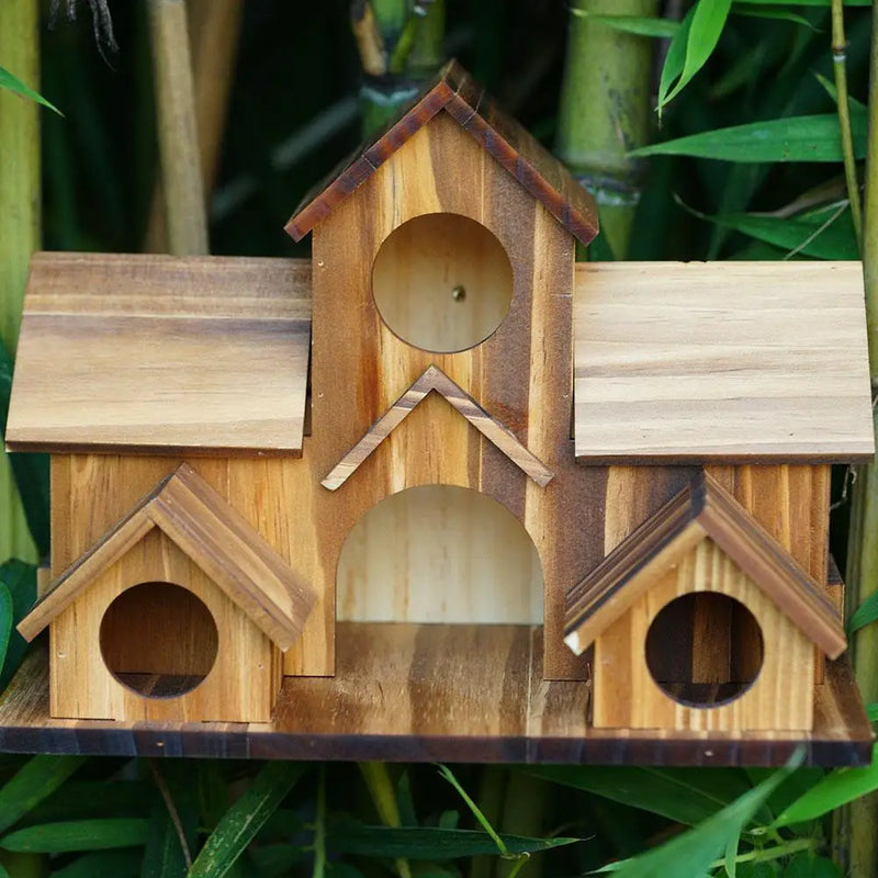 Bird House Room Wood Families Bluebird Finch Hanging Birdhouse For Garden Waterproof And Wear-resistant Pet Supplies