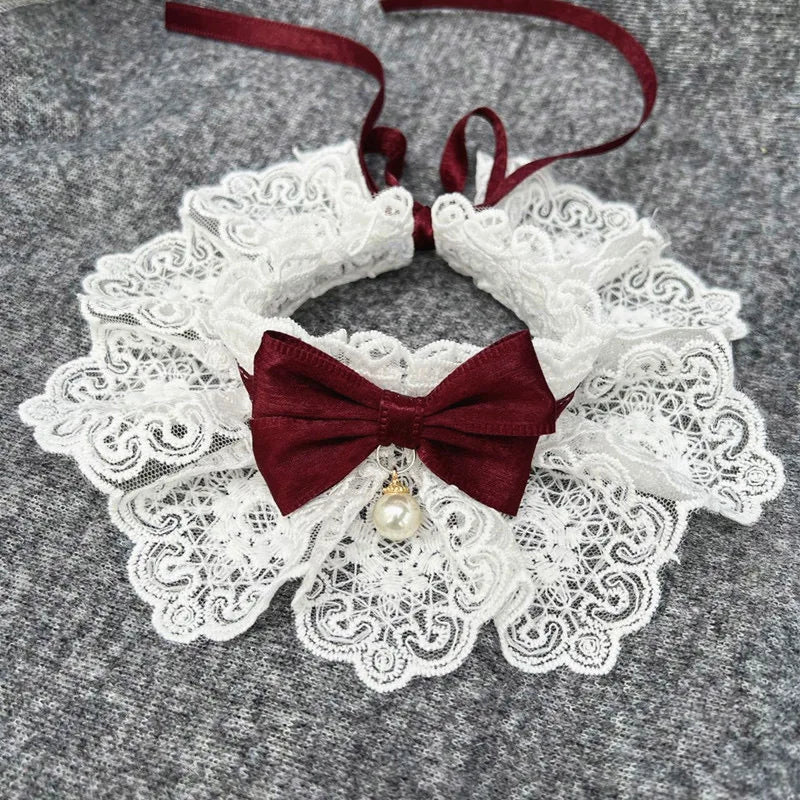 Pet drool towel with printing lace cute cat tie dog tie suitable for large, medium, and small pets going out to catch the eye