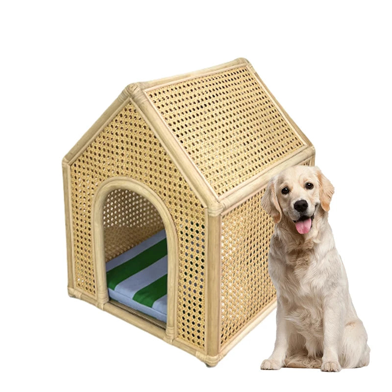 YXT Dog House/Dog Bed/Cat House Pet Furniture Eco-friendly Luxury Hand-Woven Rattan  Rattan Pet House Cage Woven Rattan Pet Bed
