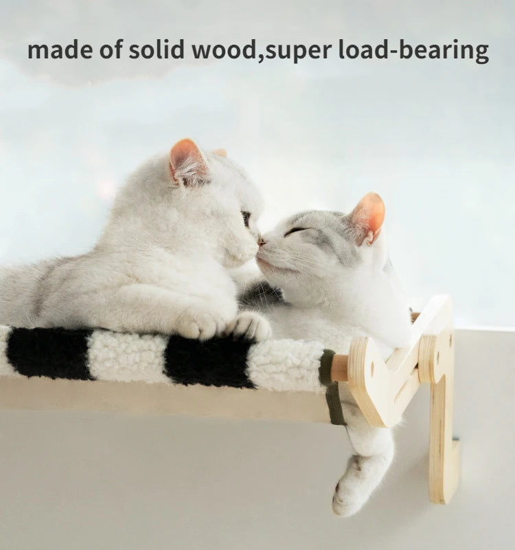Hanging Pet Cat Bed Window Hammock Sofa House Furniture Kitten Indoor Washable Removable Seat Wooden Sleeping Bed Perch Shelves