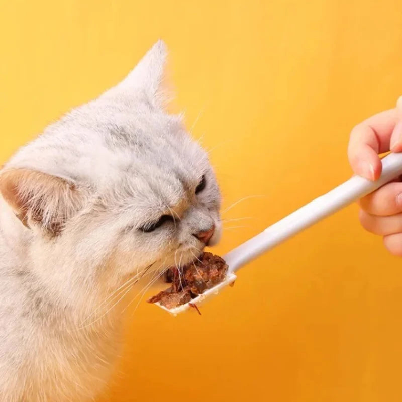 Pet Food Can Spoon And Lid, Cute Long Handle Spoon, Suitable For Wet Food, Canned Food, Snacks, Easy To Clean, Cats And Dogs