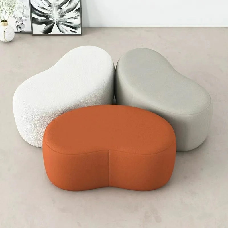Fashion Curved Seat Cushion Ottoman Dressing Makeup Shoe Stool Pouf Soft Fleece Bench Adutls Baby Kids Gift Home Decor Furniture